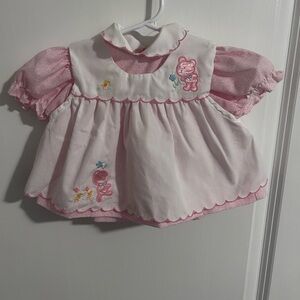 Vintage Pink Baby Dress with Embroidery